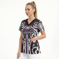 Custom Aotearoa Rangitane Scrub Top Maori Tribal Pattern Mix Poutama LT05 - Polynesian Pride