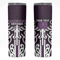 Custom Aotearoa Rangitane Skinny Tumbler Maori Tribal Pattern Mix Poutama LT05 Purple - Polynesian Pride