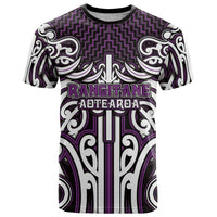 Custom Aotearoa Rangitane T Shirt Maori Tribal Pattern Mix Poutama LT05 Purple - Polynesian Pride