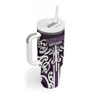 Custom Aotearoa Rangitane Tumbler With Handle Maori Tribal Pattern Mix Poutama LT05 - Polynesian Pride