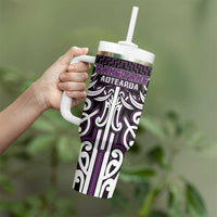 Custom Aotearoa Rangitane Tumbler With Handle Maori Tribal Pattern Mix Poutama LT05 - Polynesian Pride