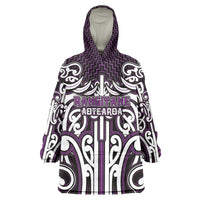 Custom Aotearoa Rangitane Wearable Blanket Hoodie Maori Tribal Pattern Mix Poutama LT05 One Size Purple - Polynesian Pride
