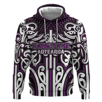 Custom Aotearoa Rangitane Zip Hoodie Maori Tribal Pattern Mix Poutama LT05 Pullover Hoodie Purple - Polynesian Pride