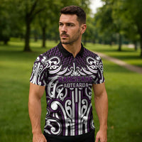 Custom Aotearoa Rangitane Zipper Polo Shirt Maori Tribal Pattern Mix Poutama LT05 - Polynesian Pride