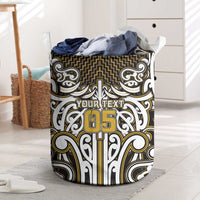 Custom Aotearoa Taranaki Laundry Basket Maori Tribal Pattern Mix Poutama LT05 Yellow - Polynesian Pride