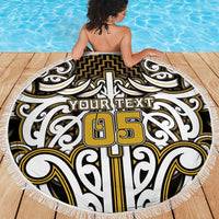 Custom Aotearoa Taranaki Beach Blanket Maori Tribal Pattern Mix Poutama LT05 - Polynesian Pride