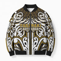 Custom Aotearoa Taranaki Bomber Puffer Jacket Maori Tribal Pattern Mix Poutama LT05 Unisex Yellow - Polynesian Pride