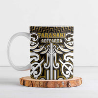 Custom Aotearoa Taranaki Ceramic Mug Maori Tribal Pattern Mix Poutama LT05 Yellow - Polynesian Pride