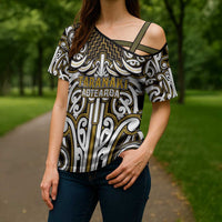 Custom Aotearoa Taranaki Cross Shoulder Shirt Maori Tribal Pattern Mix Poutama LT05 - Polynesian Pride