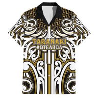 Custom Aotearoa Taranaki Family Matching Off Shoulder Short Dress and Hawaiian Shirt Maori Tribal Pattern Mix Poutama