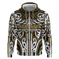 Custom Aotearoa Taranaki Hoodie Maori Tribal Pattern Mix Poutama LT05 Zip Hoodie Yellow - Polynesian Pride