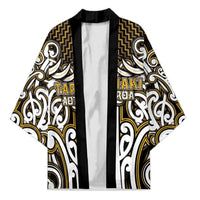 Custom Aotearoa Taranaki Kimono Maori Tribal Pattern Mix Poutama LT05 Unisex Yellow - Polynesian Pride