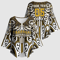 Custom Aotearoa Taranaki Kimono Sleeve Blouse Maori Tribal Pattern Mix Poutama LT05 - Polynesian Pride