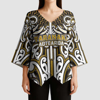 Custom Aotearoa Taranaki Kimono Sleeve Blouse Maori Tribal Pattern Mix Poutama LT05 - Polynesian Pride