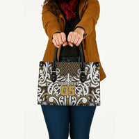 Custom Aotearoa Taranaki Leather Bag Maori Tribal Pattern Mix Poutama LT05 - Polynesian Pride