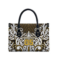 Custom Aotearoa Taranaki Leather Bag Maori Tribal Pattern Mix Poutama LT05 - Polynesian Pride