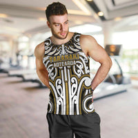 Custom Aotearoa Taranaki Men Tank Top Maori Tribal Pattern Mix Poutama LT05 Yellow - Polynesian Pride