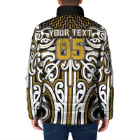 Custom Aotearoa Taranaki Padded Jacket Maori Tribal Pattern Mix Poutama LT05 - Polynesian Pride