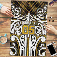 Custom Aotearoa Taranaki Puzzle Maori Tribal Pattern Mix Poutama LT05 Yellow - Polynesian Pride