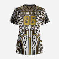 Custom Aotearoa Taranaki Scrub Top Maori Tribal Pattern Mix Poutama LT05 - Polynesian Pride