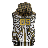 Custom Aotearoa Taranaki Sleeveless Hoodie Maori Tribal Pattern Mix Poutama LT05 - Polynesian Pride