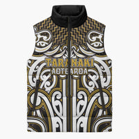 Custom Aotearoa Taranaki Sleeveless Puffer Jacket Maori Tribal Pattern Mix Poutama LT05 Unisex Yellow - Polynesian Pride