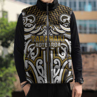 Custom Aotearoa Taranaki Sleeveless Puffer Jacket Maori Tribal Pattern Mix Poutama LT05 - Polynesian Pride
