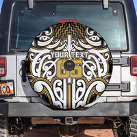 Custom Aotearoa Taranaki Spare Tire Cover Maori Tribal Pattern Mix Poutama LT05 Yellow - Polynesian Pride
