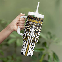 Custom Aotearoa Taranaki Tumbler With Handle Maori Tribal Pattern Mix Poutama LT05 - Polynesian Pride