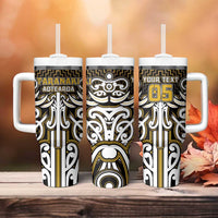 Custom Aotearoa Taranaki Tumbler With Handle Maori Tribal Pattern Mix Poutama LT05 - Polynesian Pride