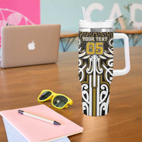 Custom Aotearoa Taranaki Tumbler With Handle Maori Tribal Pattern Mix Poutama LT05 - Polynesian Pride