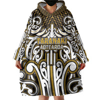 Custom Aotearoa Taranaki Wearable Blanket Hoodie Maori Tribal Pattern Mix Poutama LT05 - Polynesian Pride