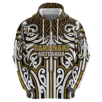 Custom Aotearoa Taranaki Zip Hoodie Maori Tribal Pattern Mix Poutama LT05 - Polynesian Pride