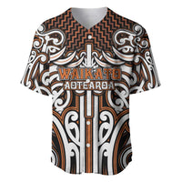 Custom Aotearoa Waikato Baseball Jersey Maori Tribal Pattern Mix Poutama LT05 Orange - Polynesian Pride