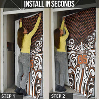 Custom Aotearoa Waikato Door Cover Maori Tribal Pattern Mix Poutama LT05 - Polynesian Pride