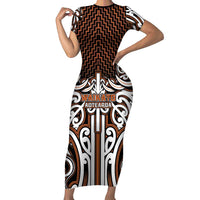 Custom Aotearoa Waikato Family Matching Short Sleeve Bodycon Dress and Hawaiian Shirt Maori Tribal Pattern Mix Poutama