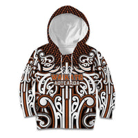 Custom Aotearoa Waikato Kid Hoodie Maori Tribal Pattern Mix Poutama LT05 Hoodie Orange - Polynesian Pride