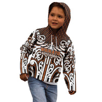 Custom Aotearoa Waikato Kid Hoodie Maori Tribal Pattern Mix Poutama LT05 - Polynesian Pride