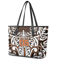 Custom Aotearoa Waikato Leather Tote Bag Maori Tribal Pattern Mix Poutama LT05 - Polynesian Pride