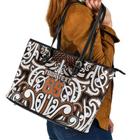 Custom Aotearoa Waikato Leather Tote Bag Maori Tribal Pattern Mix Poutama LT05 - Polynesian Pride