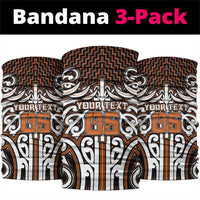 Custom Aotearoa Waikato Neck Gaiter Maori Tribal Pattern Mix Poutama LT05 package One Size: 25*50cm Orange - Polynesian Pride