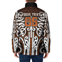Custom Aotearoa Waikato Padded Jacket Maori Tribal Pattern Mix Poutama LT05 - Polynesian Pride