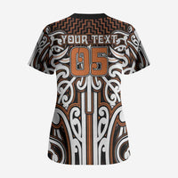 Custom Aotearoa Waikato Scrub Top Maori Tribal Pattern Mix Poutama LT05 - Polynesian Pride