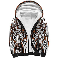 Custom Aotearoa Waikato Sherpa Hoodie Maori Tribal Pattern Mix Poutama LT05 Unisex Orange - Polynesian Pride