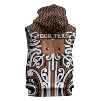 Custom Aotearoa Waikato Sleeveless Hoodie Maori Tribal Pattern Mix Poutama LT05 - Polynesian Pride
