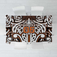 Custom Aotearoa Waikato Tablecloth Maori Tribal Pattern Mix Poutama LT05 Orange - Polynesian Pride