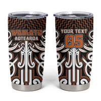 Custom Aotearoa Waikato Tumbler Cup Maori Tribal Pattern Mix Poutama LT05 Orange - Polynesian Pride