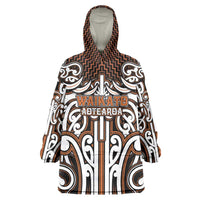 Custom Aotearoa Waikato Wearable Blanket Hoodie Maori Tribal Pattern Mix Poutama LT05 One Size Orange - Polynesian Pride