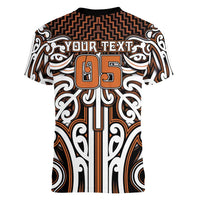Custom Aotearoa Waikato Women V-Neck T-Shirt Maori Tribal Pattern Mix Poutama