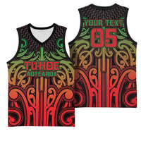Custom Aotearoa Tuhoe Basketball Jersey Maori Tribal Pattern Mix Poutama LT05 - Polynesian Pride